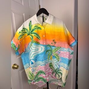 Tropical Sunset Two-Piece Set – Colorful Shirt & Shorts – Brazilian Brand